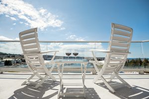 Private Balcony with Lake and Marina View
